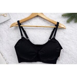 New Motherhood Seamless Nursing Bra Wireless Maternity Cotton Knit Black XXL